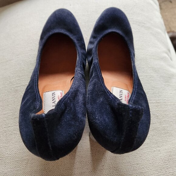 NWOT Lanvin Navy Suede Wedge Heels - US 7.5 - Picture 10 of 14